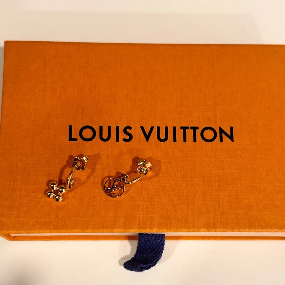 Louis Vuitton Gold Dangle Drop Earrings - Picture 5 of 5